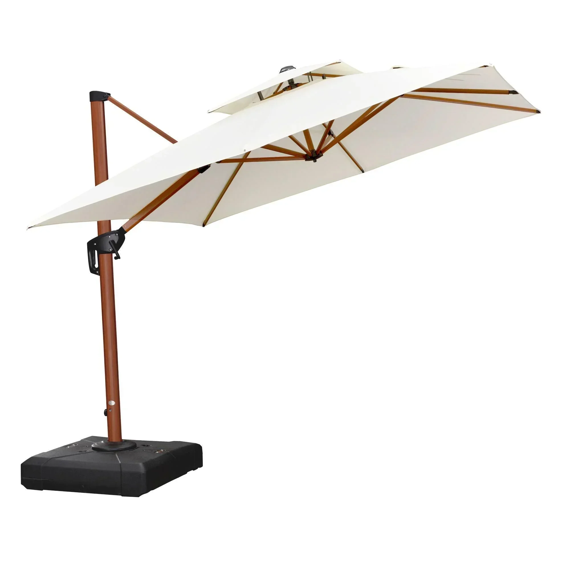 PURPLE LEAF Double Top 9 / 10 / 11 / 12 ft Square Aluminum Sun Umbrellas in Wood Color - Image 113