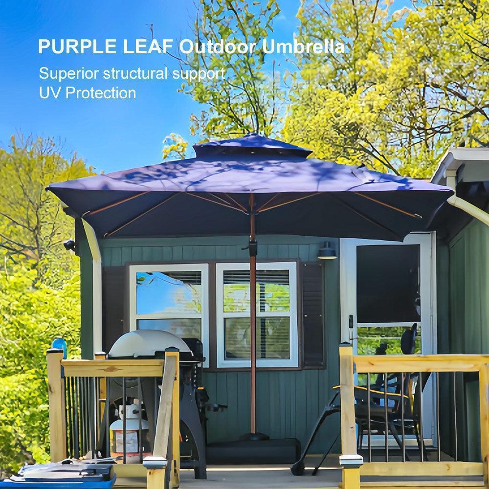 PURPLE LEAF Double Top 9 / 10 / 11 / 12 ft Square Aluminum Sun Umbrellas in Wood Color - Image 155