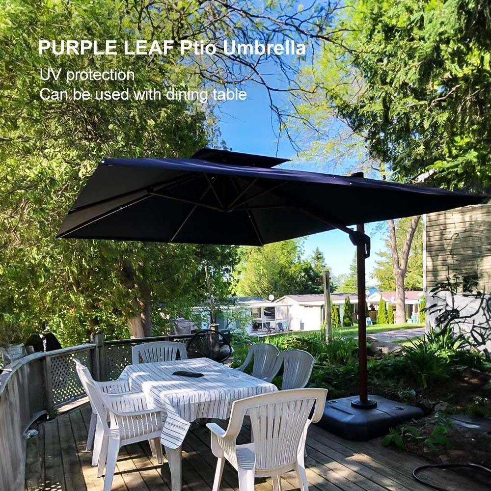 PURPLE LEAF Double Top 9 / 10 / 11 / 12 ft Square Aluminum Sun Umbrellas in Wood Color - Image 156