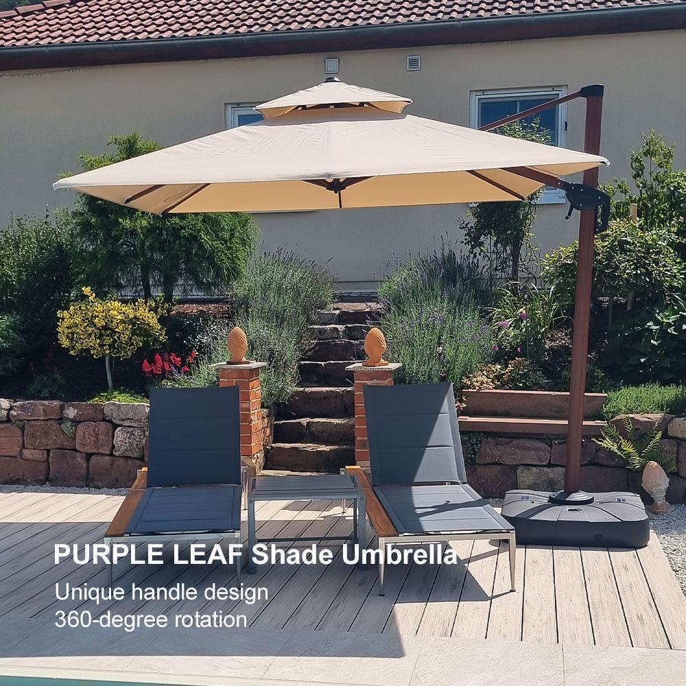 PURPLE LEAF Double Top 9 / 10 / 11 / 12 ft Square Aluminum Sun Umbrellas in Wood Color - Image 157