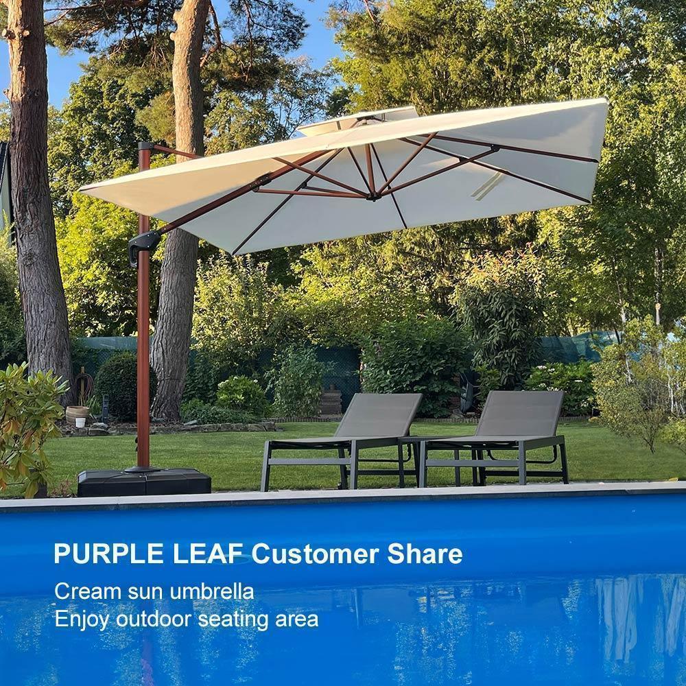 PURPLE LEAF Double Top 9 / 10 / 11 / 12 ft Square Aluminum Sun Umbrellas in Wood Color - Image 160