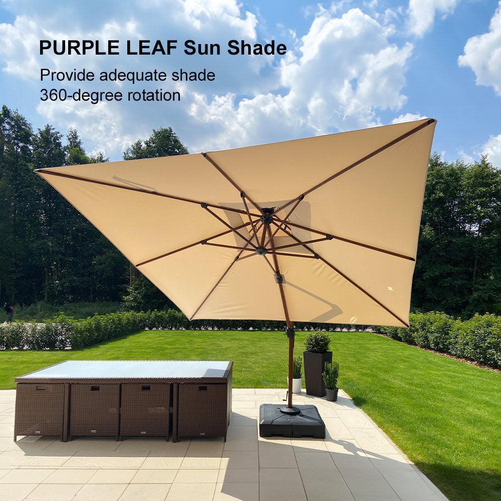 PURPLE LEAF Double Top 9 / 10 / 11 / 12 ft Square Aluminum Sun Umbrellas in Wood Color - Image 161