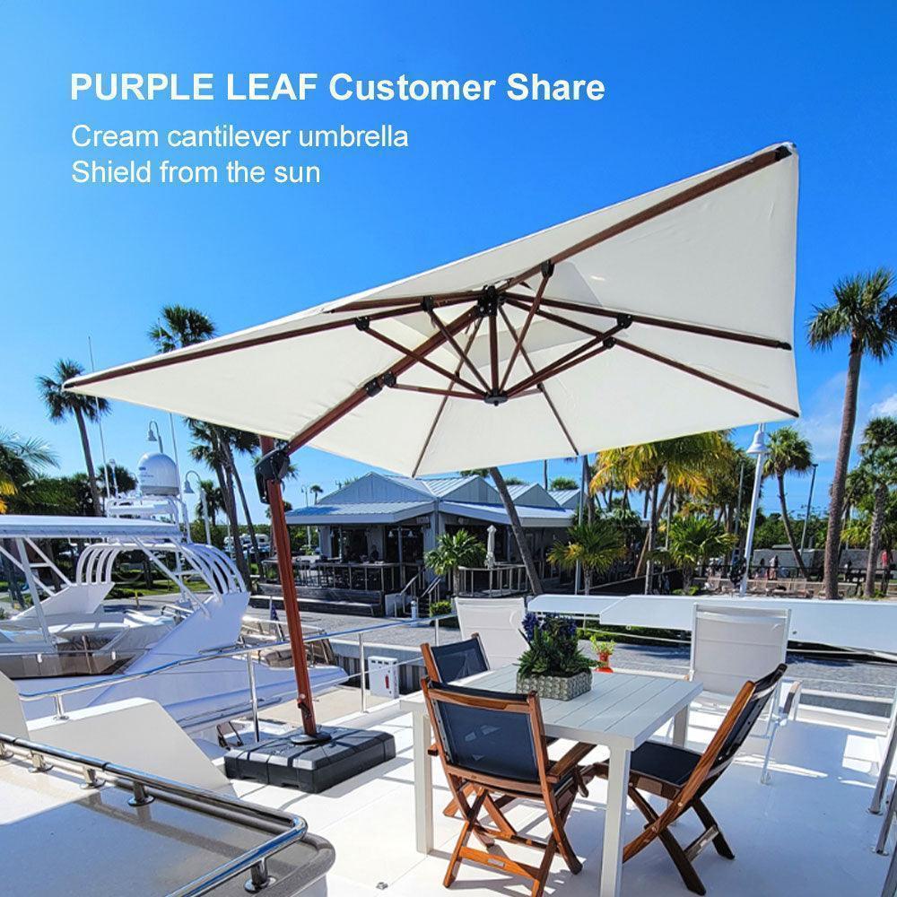 PURPLE LEAF Double Top 9 / 10 / 11 / 12 ft Square Aluminum Sun Umbrellas in Wood Color - Image 162