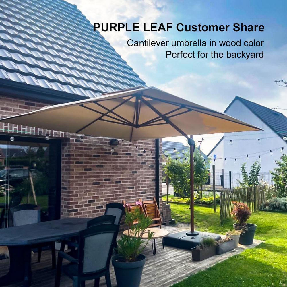 PURPLE LEAF Double Top 9 / 10 / 11 / 12 ft Square Aluminum Sun Umbrellas in Wood Color - Image 167