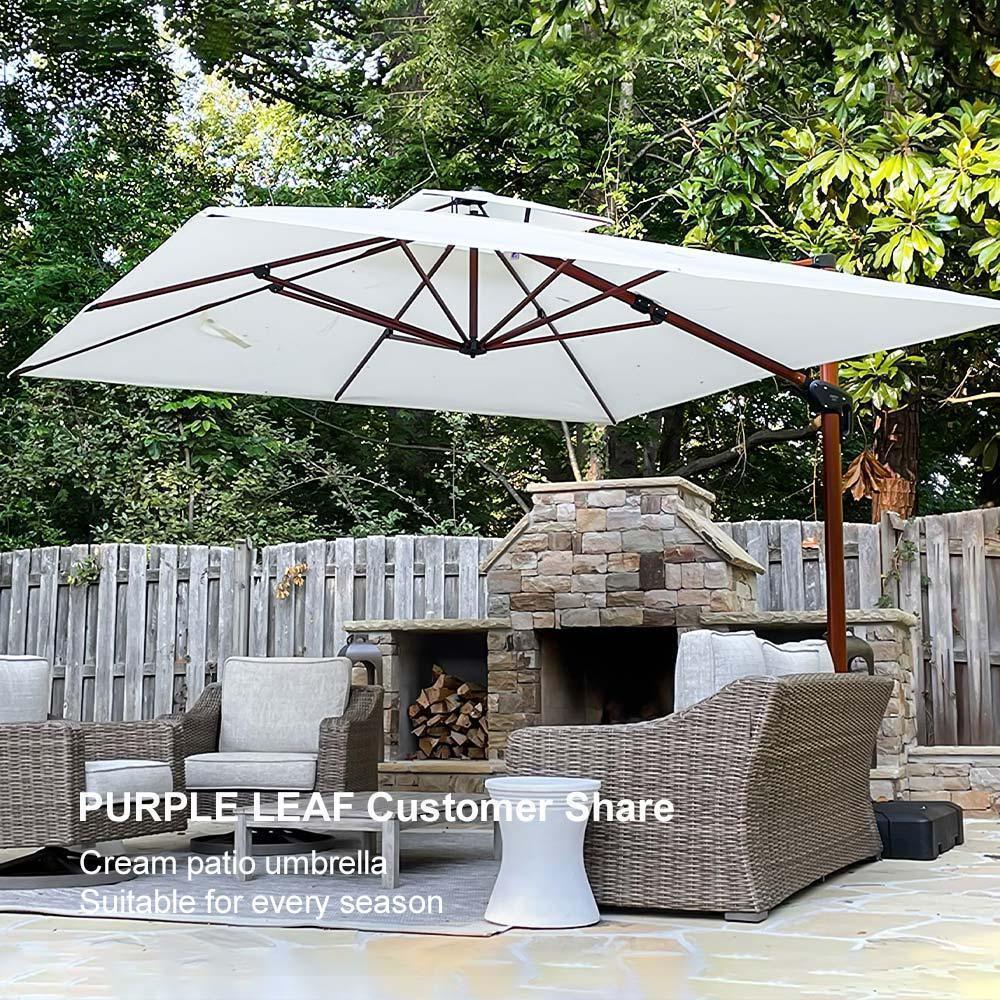 PURPLE LEAF Double Top 9 / 10 / 11 / 12 ft Square Aluminum Sun Umbrellas in Wood Color - Image 169