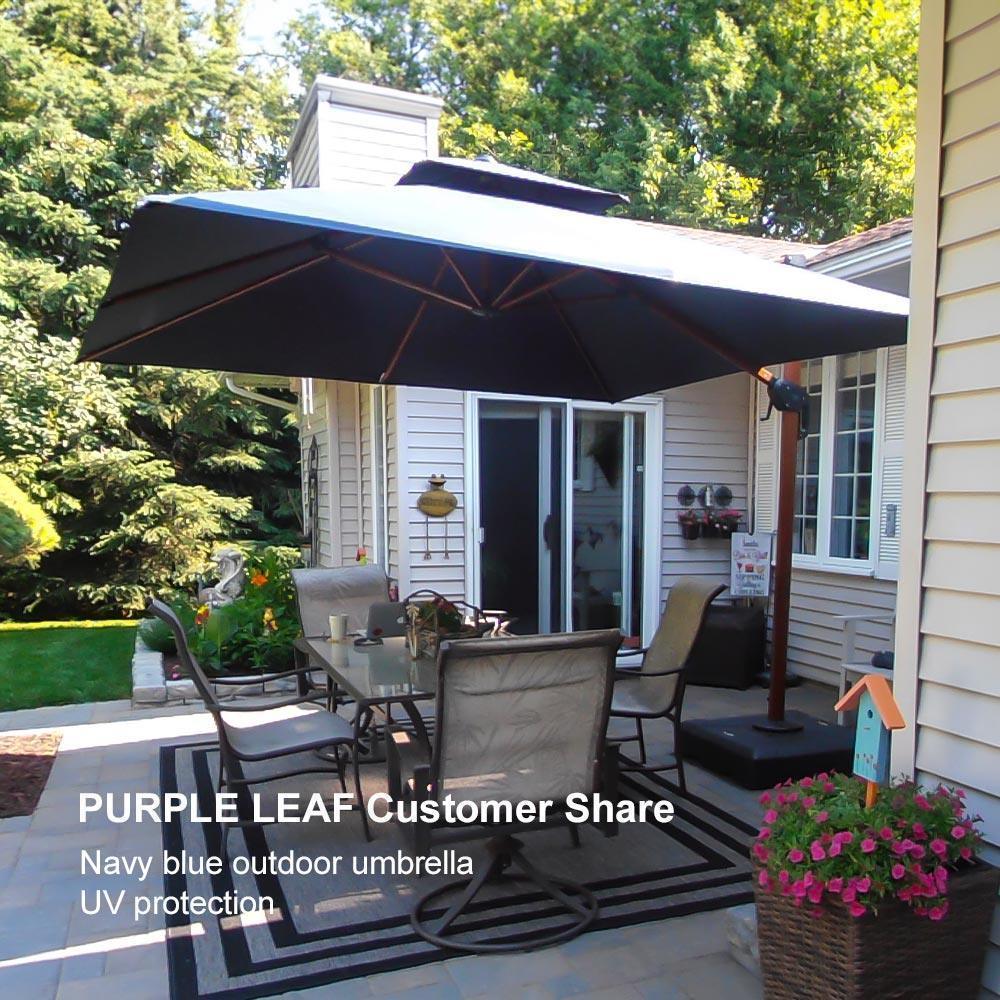 PURPLE LEAF Double Top 9 / 10 / 11 / 12 ft Square Aluminum Sun Umbrellas in Wood Color - Image 172