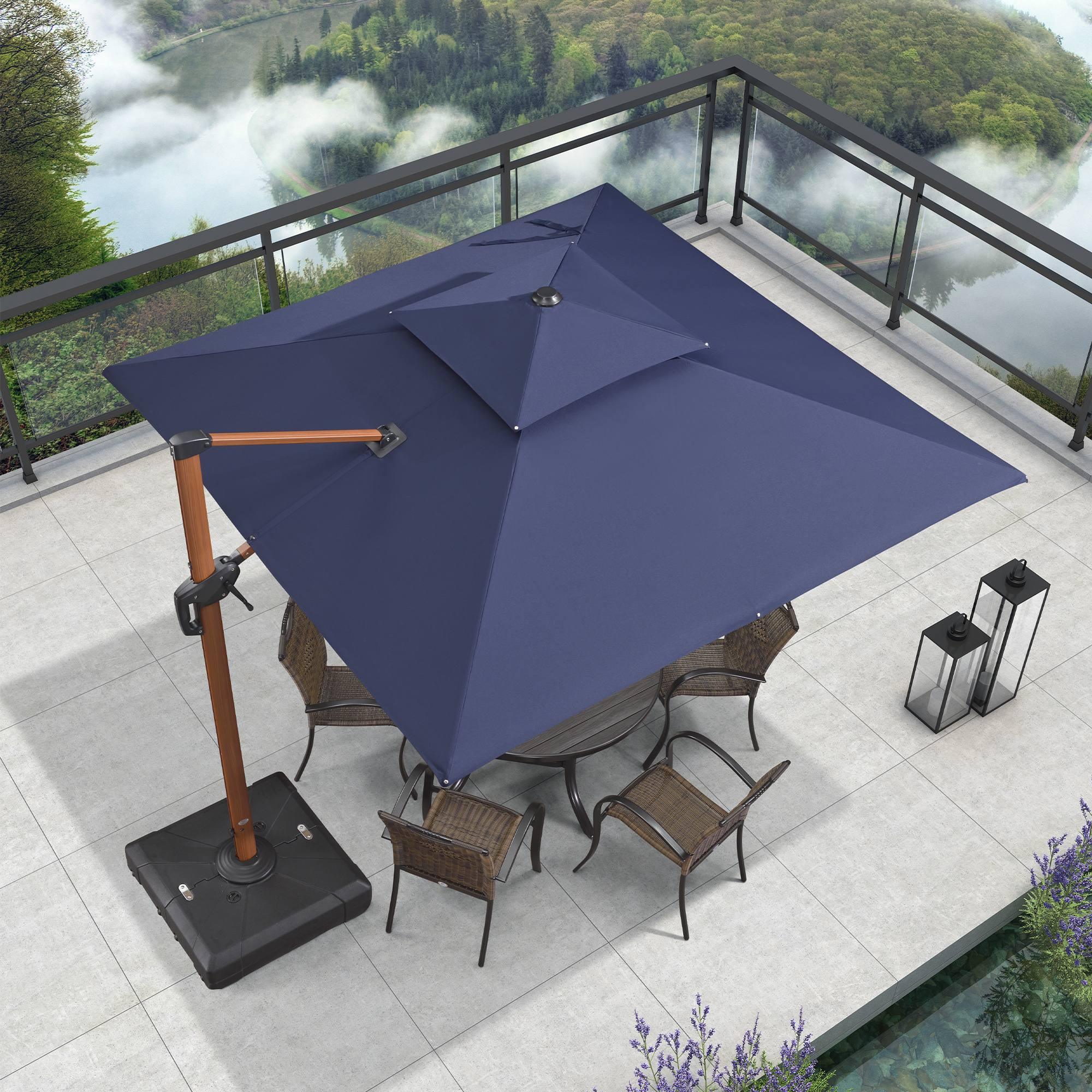PURPLE LEAF Double Top 9 / 10 / 11 / 12 ft Square Aluminum Sun Umbrellas in Wood Color - Image 62