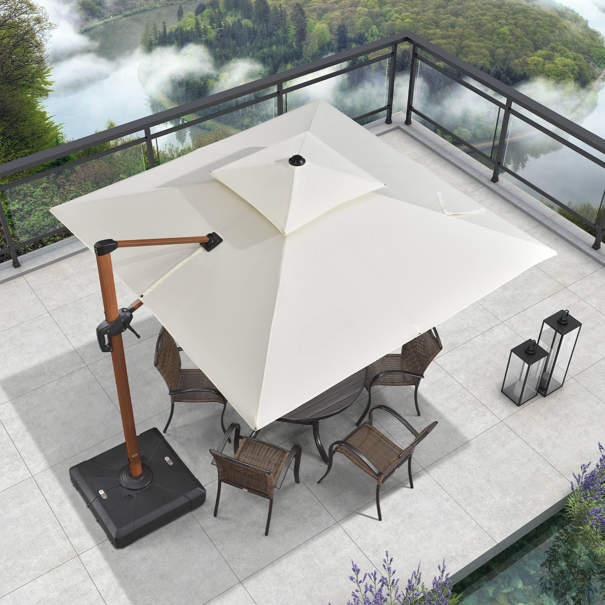 PURPLE LEAF Double Top 9 / 10 / 11 / 12 ft Square Aluminum Sun Umbrellas in Wood Color - Image 67