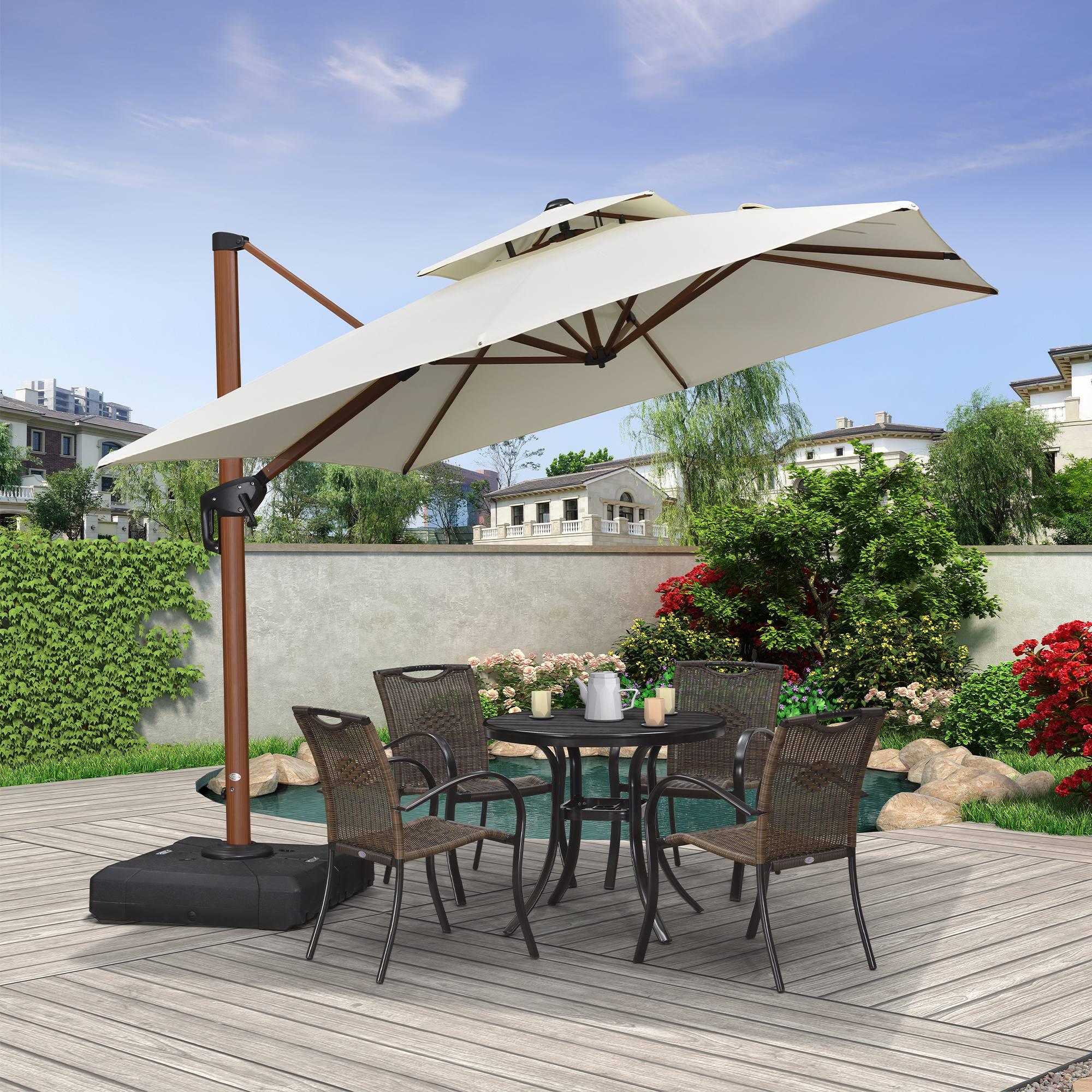 PURPLE LEAF Double Top 9 / 10 / 11 / 12 ft Square Aluminum Sun Umbrellas in Wood Color - Image 68