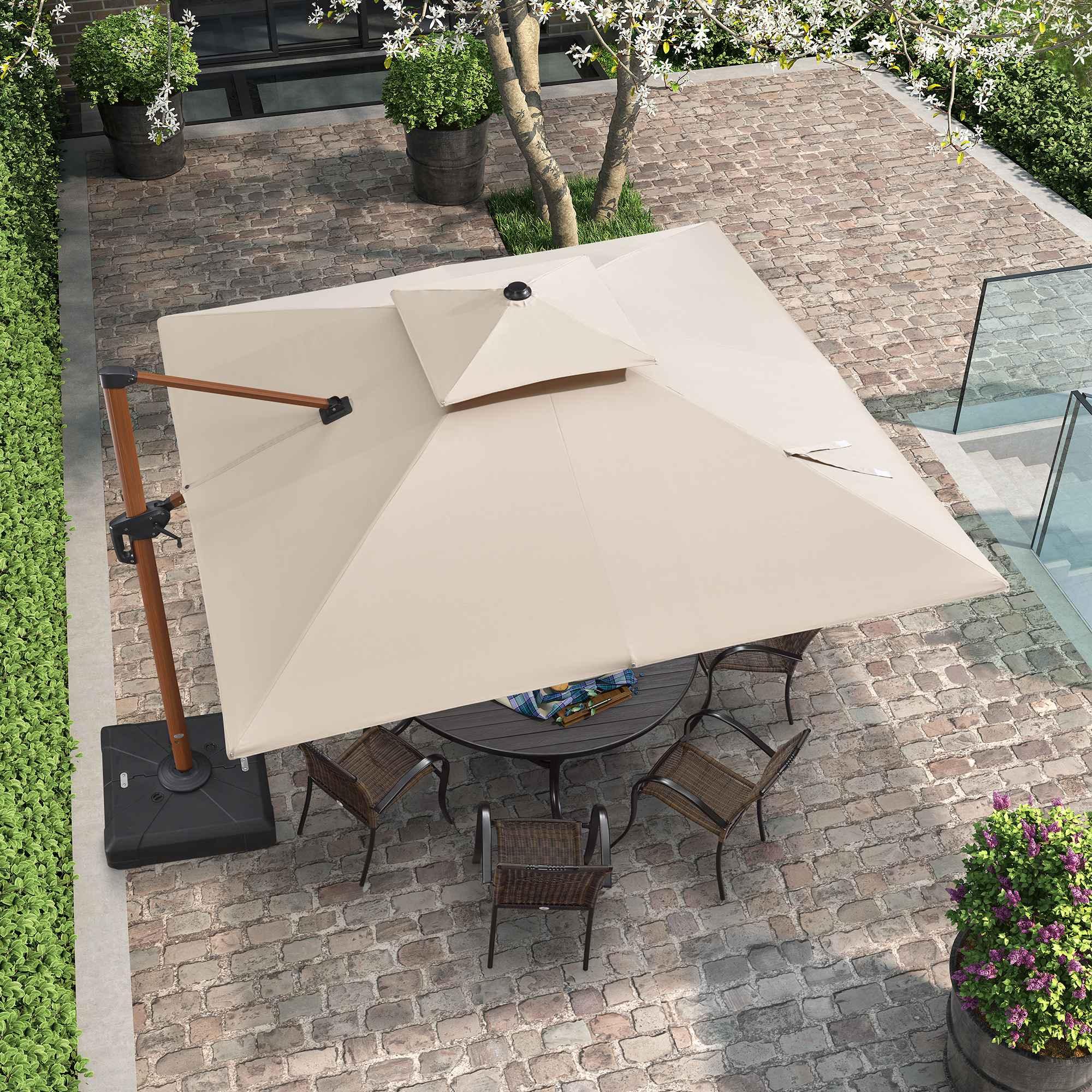 PURPLE LEAF Double Top 9 / 10 / 11 / 12 ft Square Aluminum Sun Umbrellas in Wood Color - Image 72