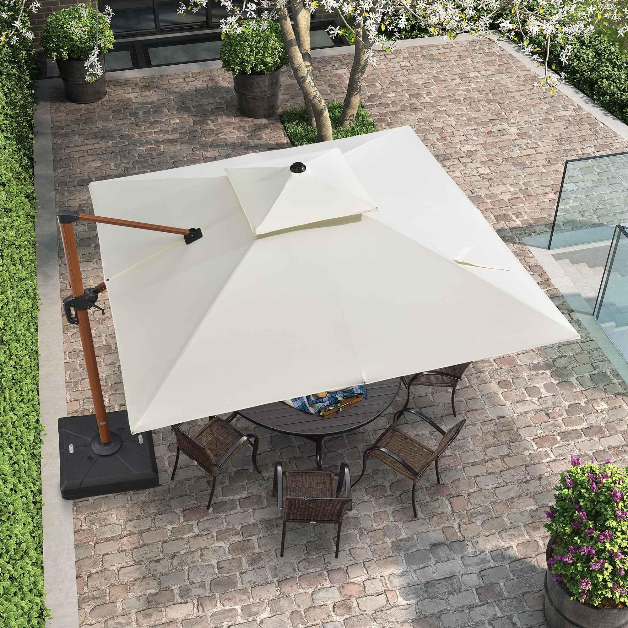 PURPLE LEAF Double Top 9 / 10 / 11 / 12 ft Square Aluminum Sun Umbrellas in Wood Color - Image 76