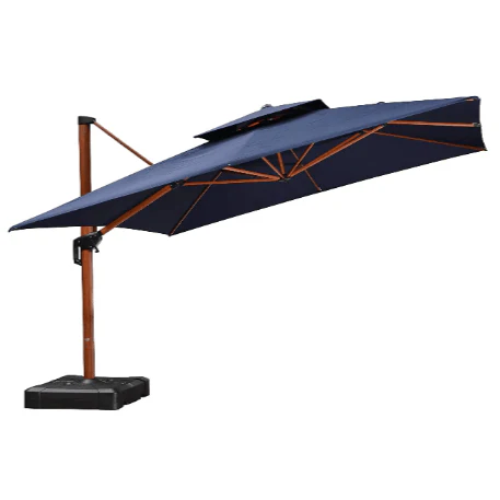 PURPLE LEAF Double Top 9 / 10 / 11 / 12 ft Square Aluminum Sun Umbrellas in Wood Color - Image 88