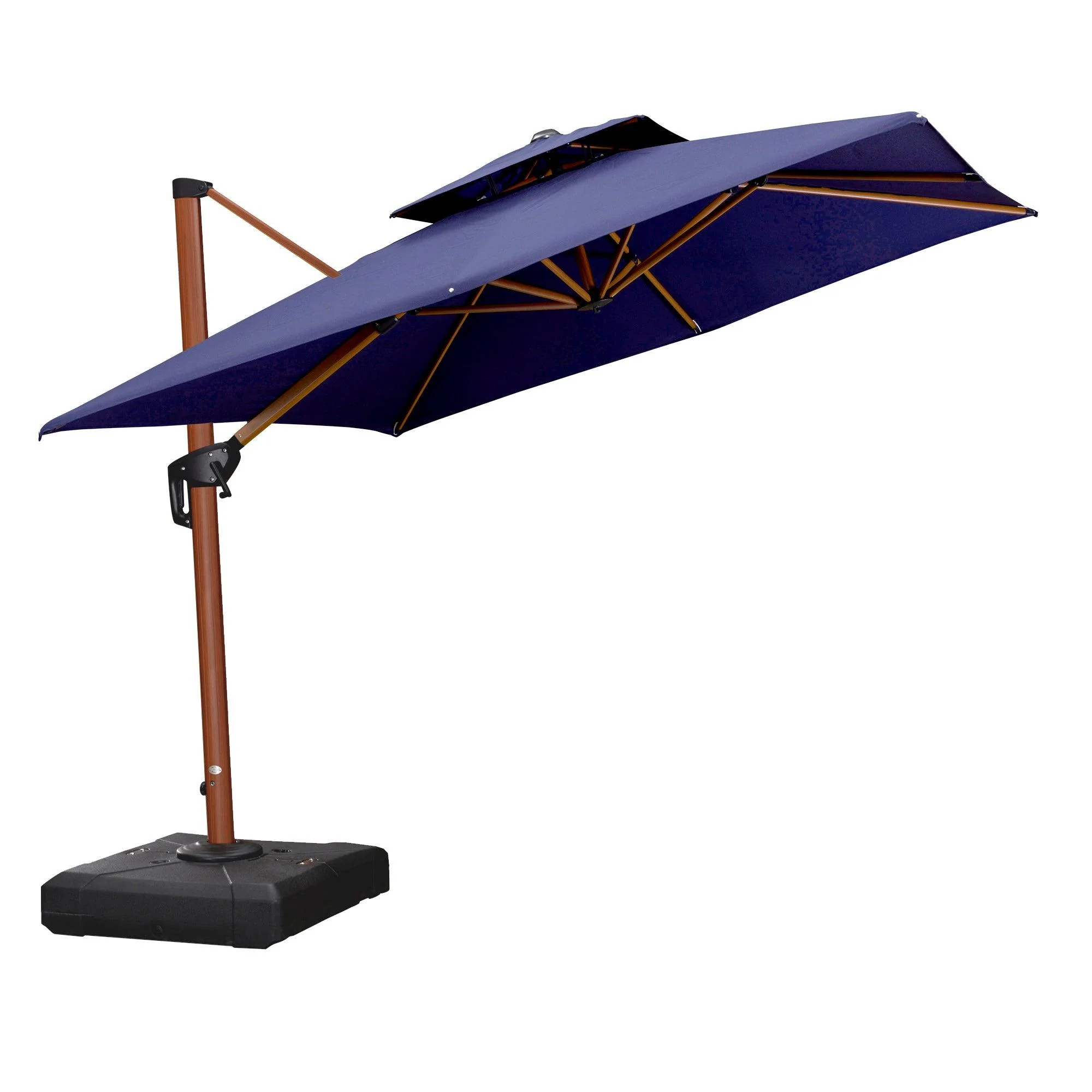 PURPLE LEAF Double Top 9 / 10 / 11 / 12 ft Square Aluminum Sun Umbrellas in Wood Color - Image 90