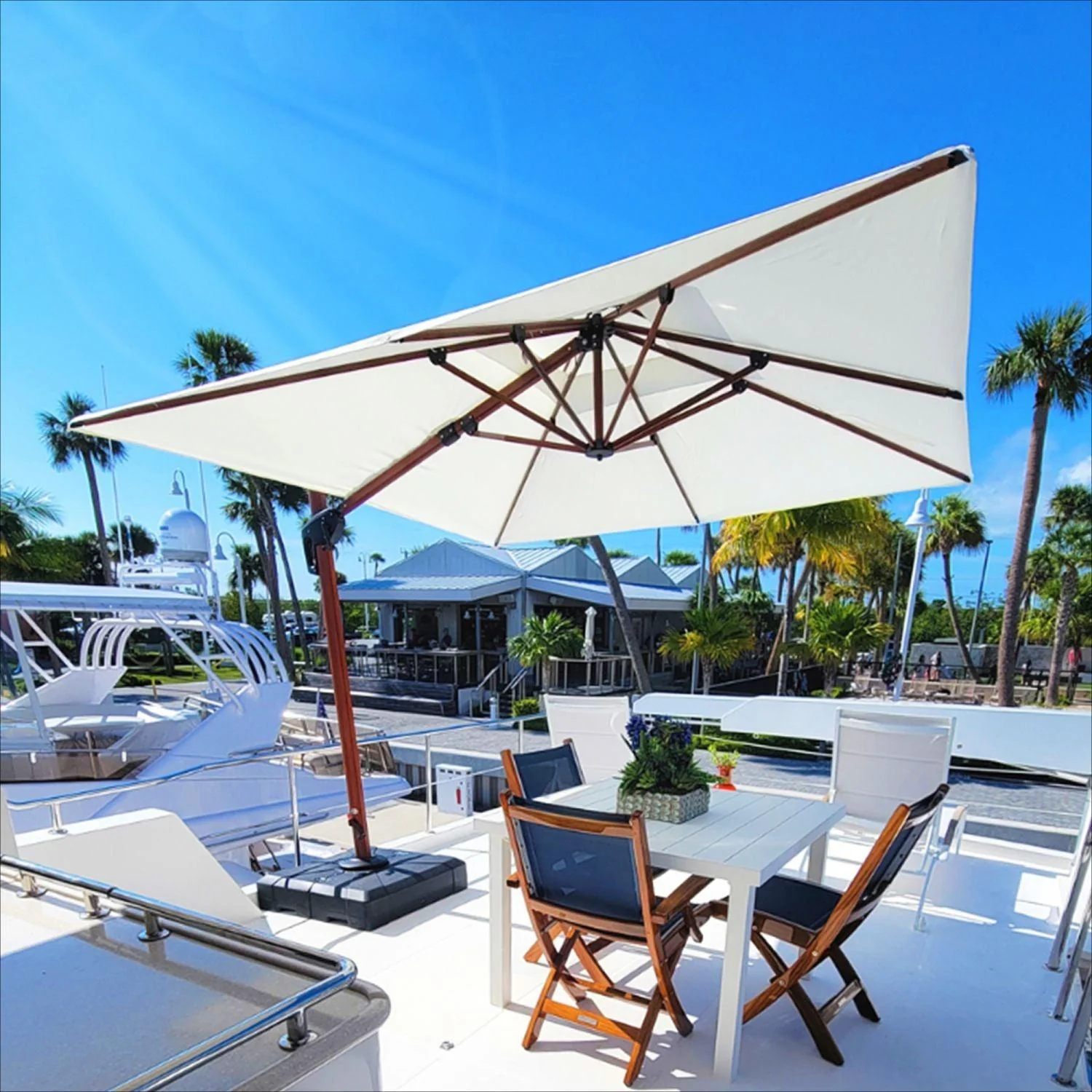 PURPLE LEAF Double Top 9 / 10 / 11 / 12 ft Square Aluminum Sun Umbrellas in Wood Color - Image 93