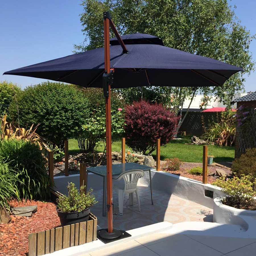 PURPLE LEAF Double Top 9 / 10 / 11 / 12 ft Square Aluminum Sun Umbrellas in Wood Color - Image 95