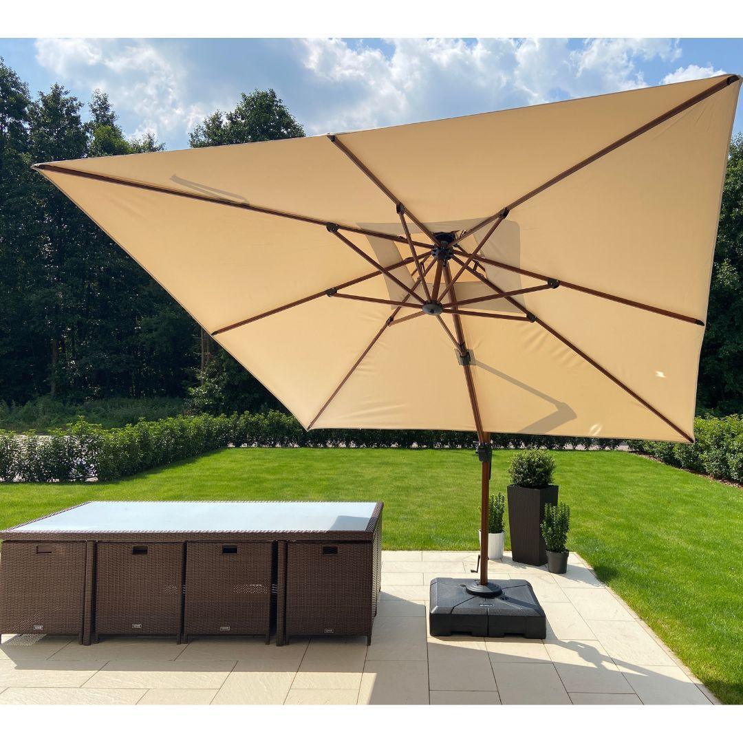 PURPLE LEAF Double Top 9 / 10 / 11 / 12 ft Square Aluminum Sun Umbrellas in Wood Color - Image 98