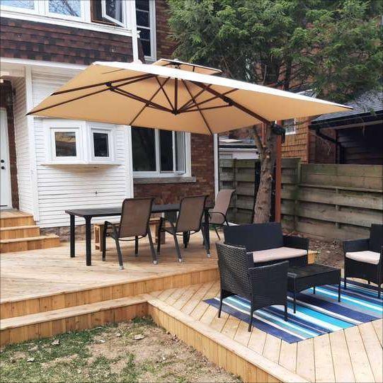 PURPLE LEAF Double Top 9 / 10 / 11 / 12 ft Square Aluminum Sun Umbrellas in Wood Color - Image 99