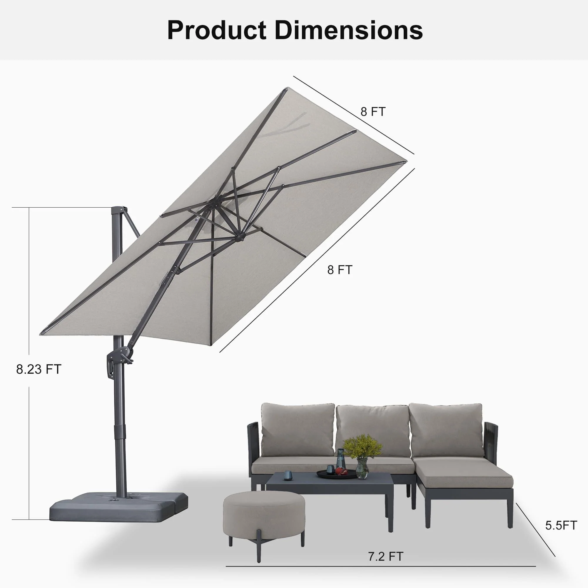 PURPLE LEAF UV Resistant Affordable Patio Outdoor Umbrella with Recycled Fabric - Image 70