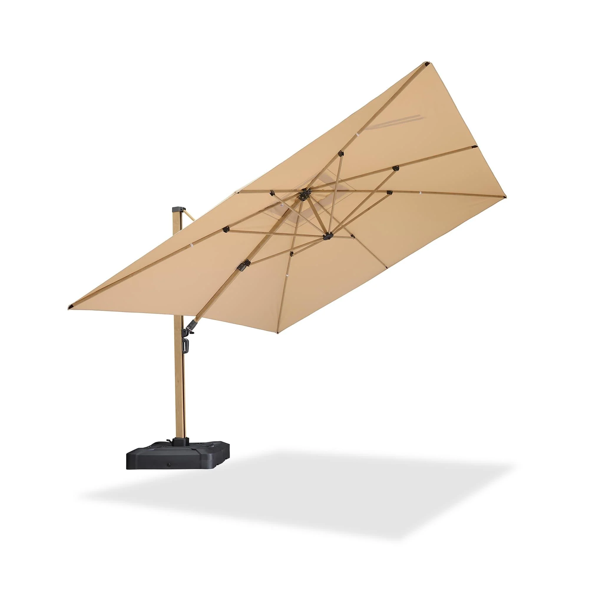 PURPLE LEAF Wood Grain Cantilever Patio Umbrella Aluminum Outdoor Umbrellas - Image 111