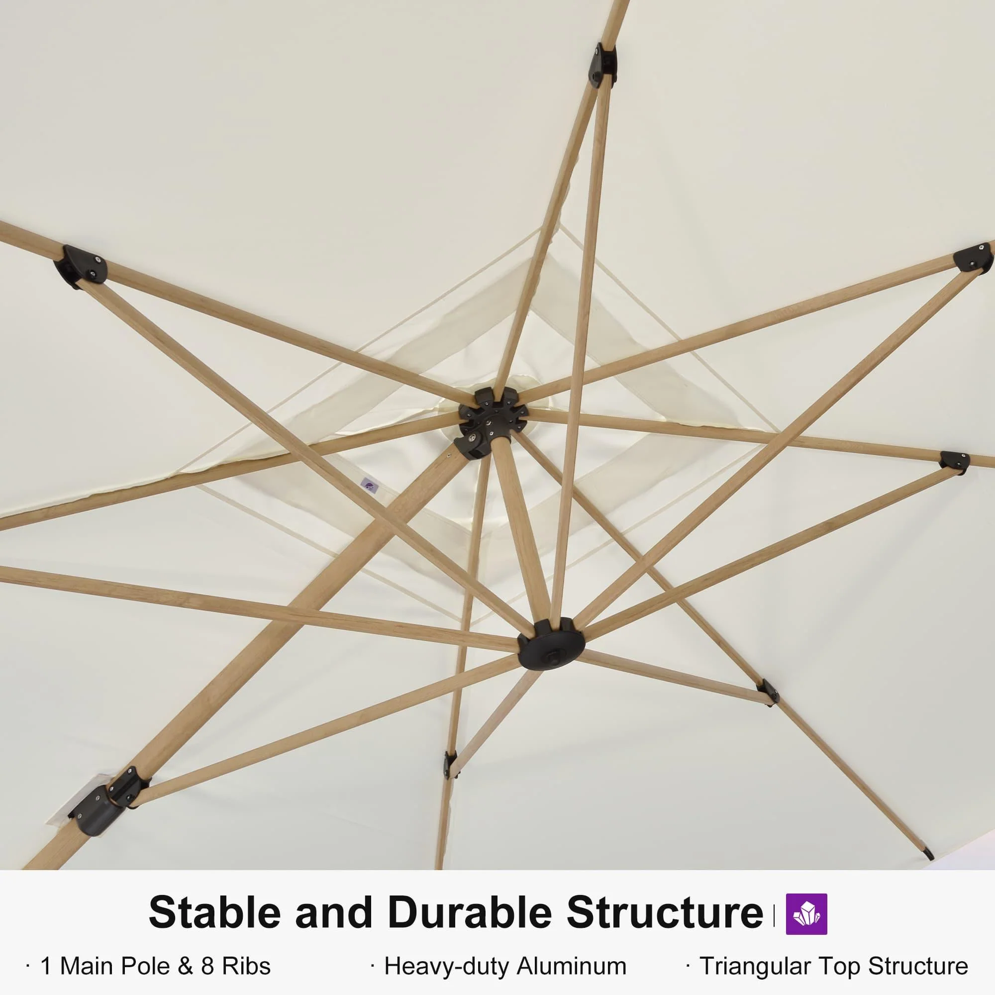 PURPLE LEAF Wood Grain Cantilever Patio Umbrella Aluminum Outdoor Umbrellas - Image 117