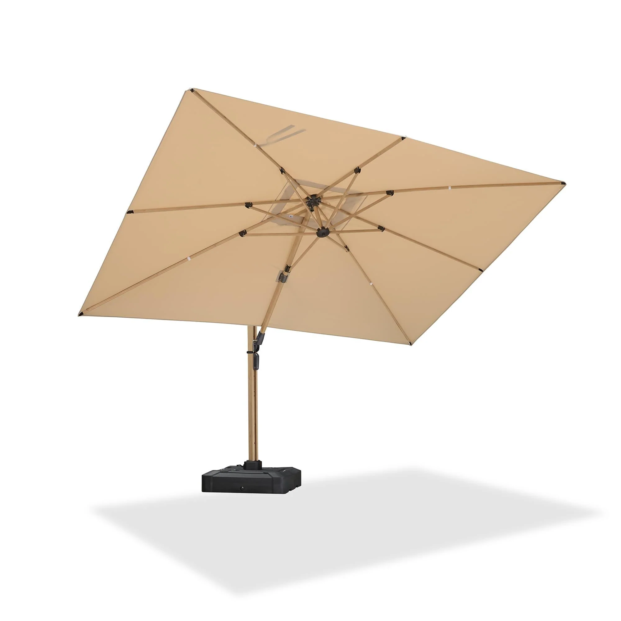 PURPLE LEAF Wood Grain Cantilever Patio Umbrella Aluminum Outdoor Umbrellas - Image 147