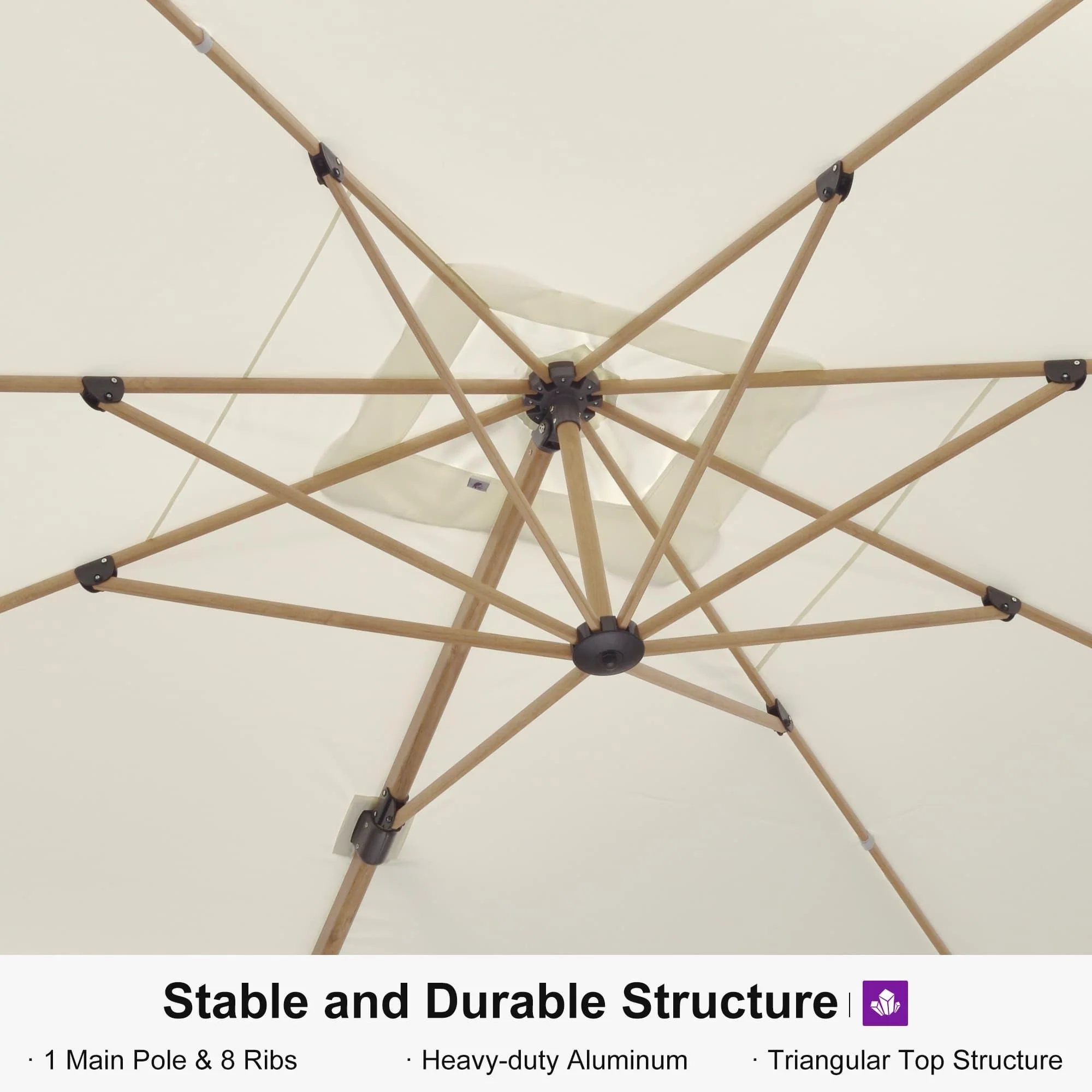 PURPLE LEAF Wood Grain Cantilever Patio Umbrella Aluminum Outdoor Umbrellas - Image 156