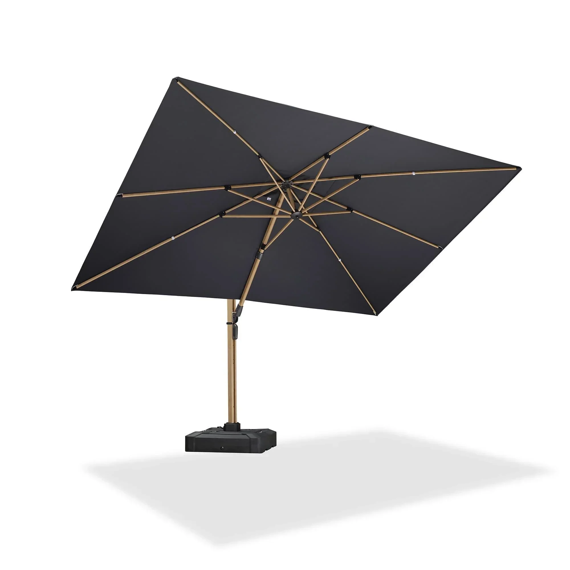 PURPLE LEAF Wood Grain Cantilever Patio Umbrella Aluminum Outdoor Umbrellas - Image 171