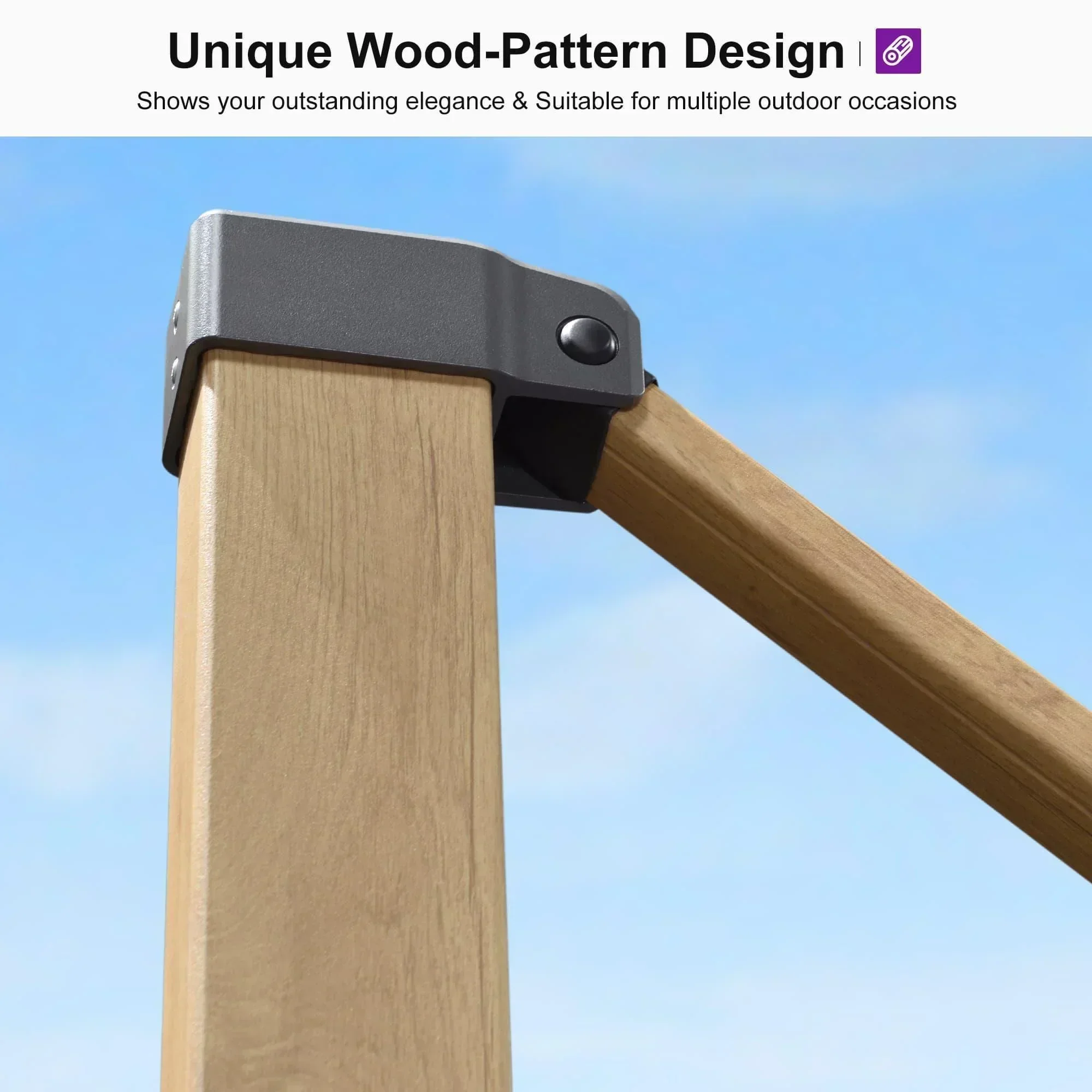 PURPLE LEAF Wood Grain Cantilever Patio Umbrella Aluminum Outdoor Umbrellas - Image 176