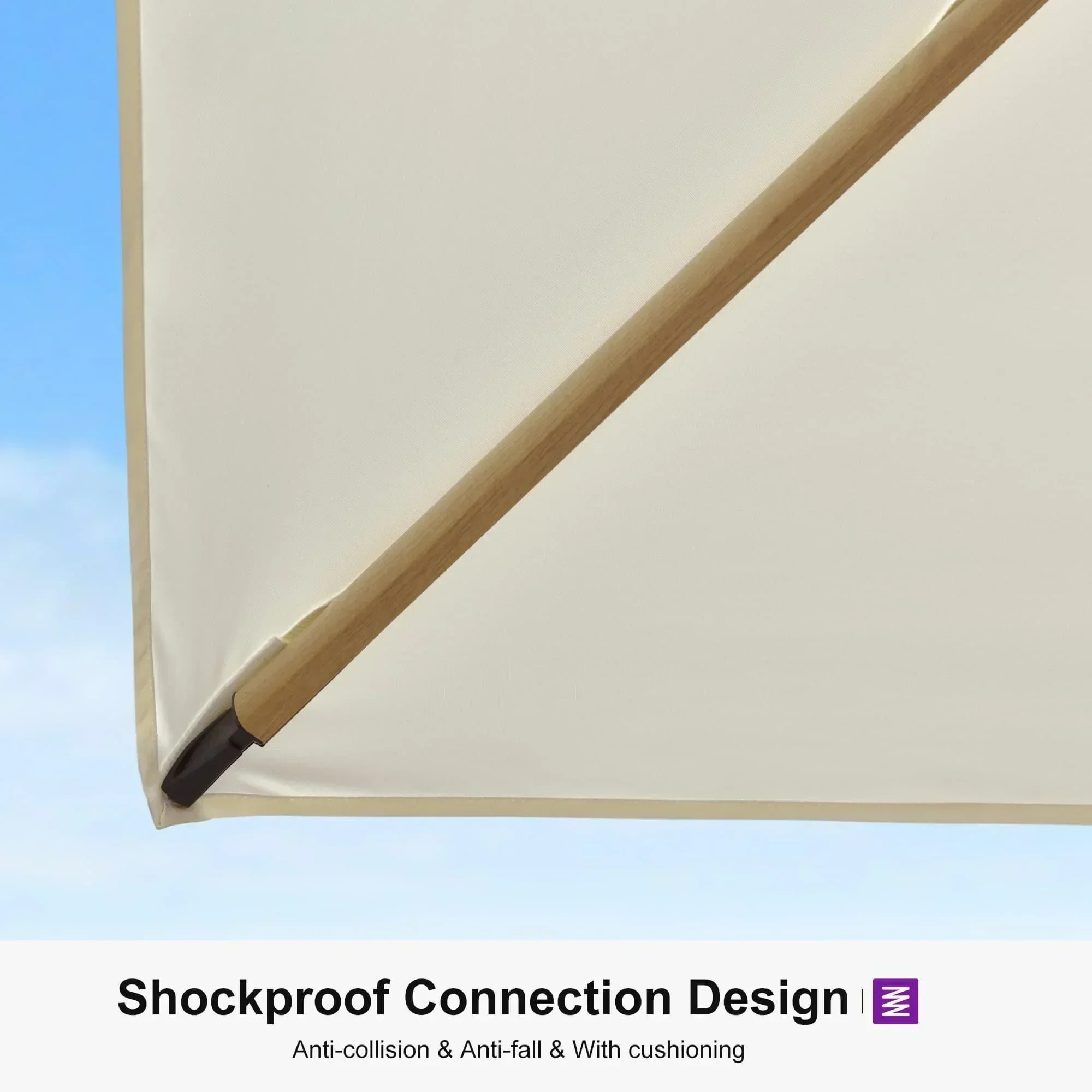 PURPLE LEAF Wood Grain Cantilever Patio Umbrella Aluminum Outdoor Umbrellas - Image 185