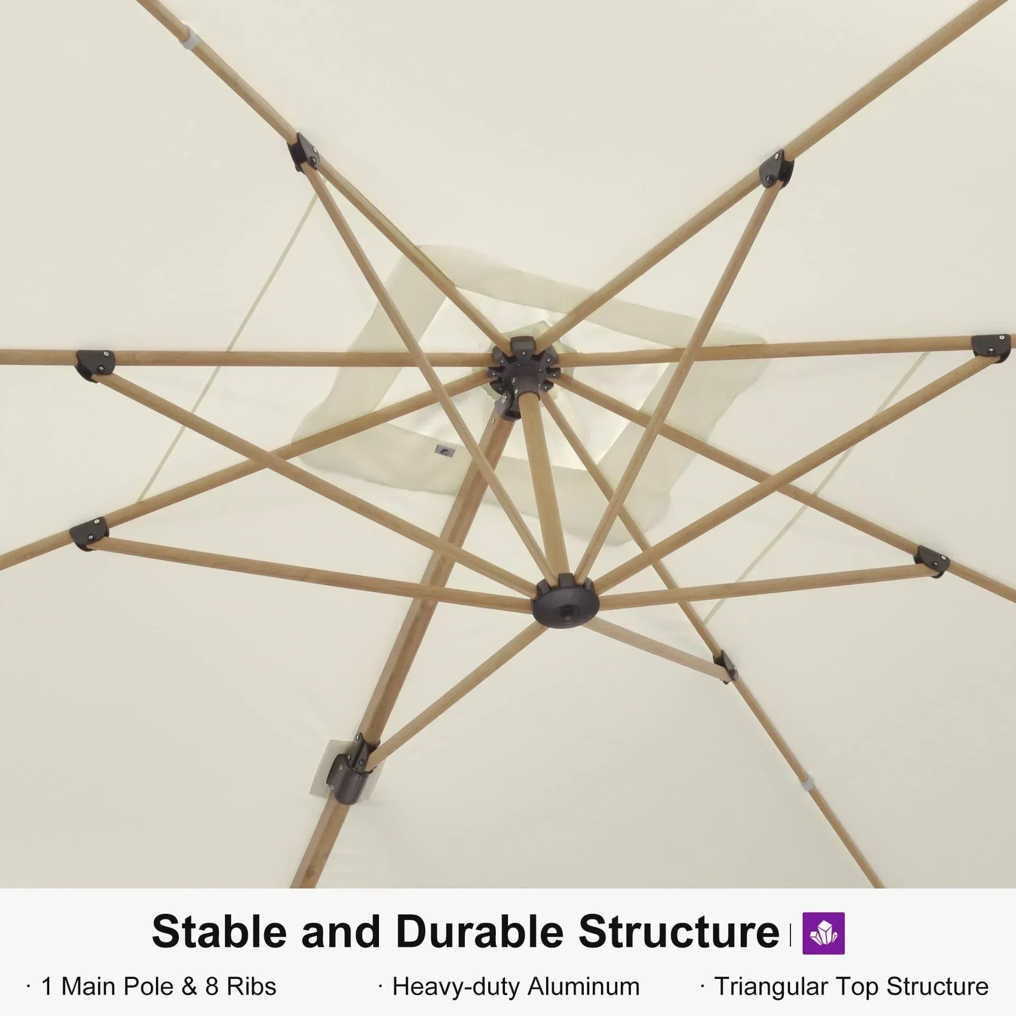 PURPLE LEAF Wood Grain Cantilever Patio Umbrella Aluminum Outdoor Umbrellas - Image 190