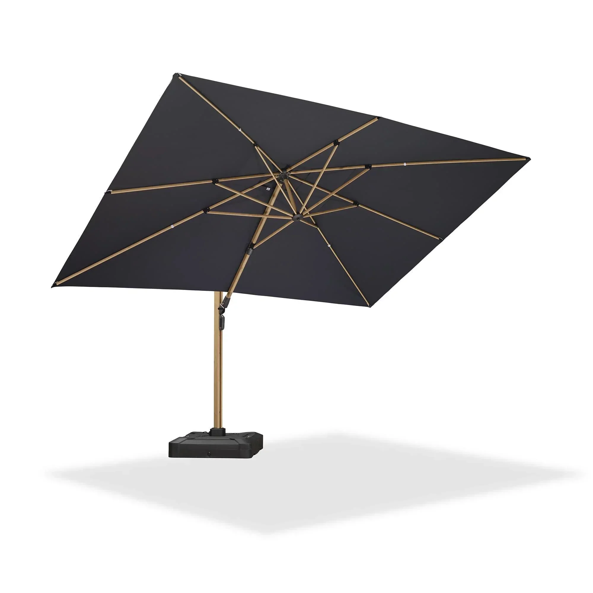 PURPLE LEAF Wood Grain Cantilever Patio Umbrella Aluminum Outdoor Umbrellas - Image 205