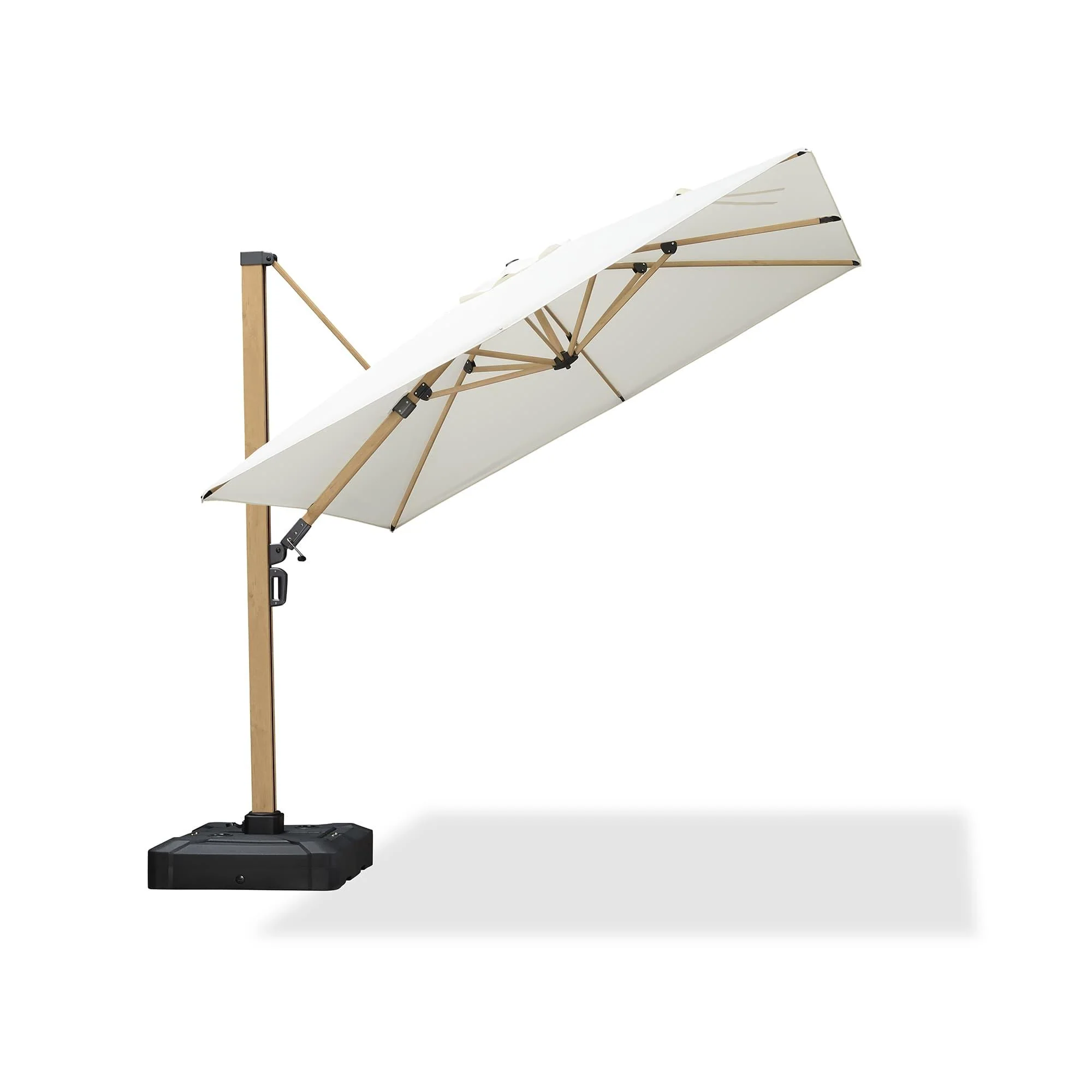 PURPLE LEAF Wood Grain Cantilever Patio Umbrella Aluminum Outdoor Umbrellas - Image 43