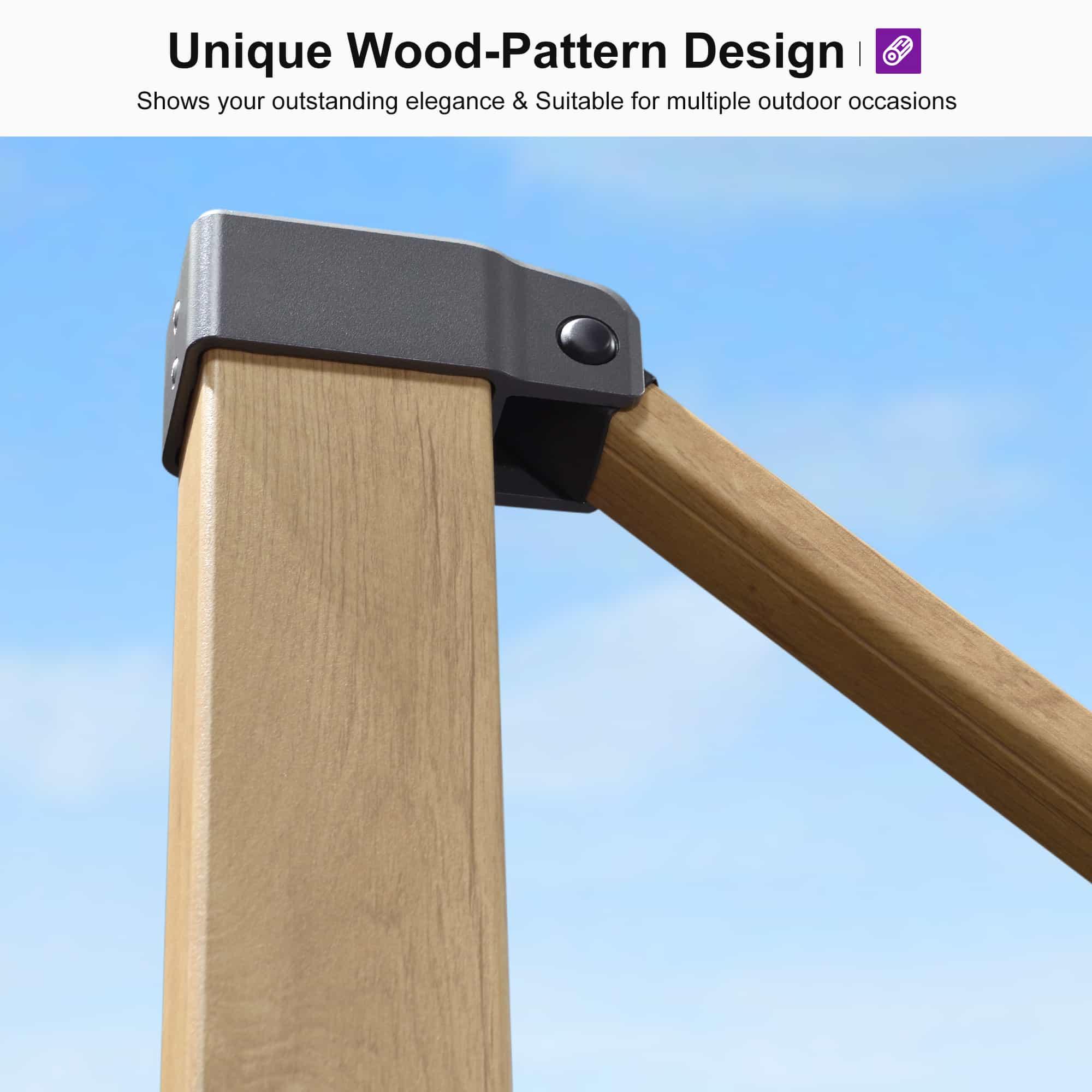 PURPLE LEAF Wood Grain Cantilever Patio Umbrella Aluminum Outdoor Umbrellas - Image 50