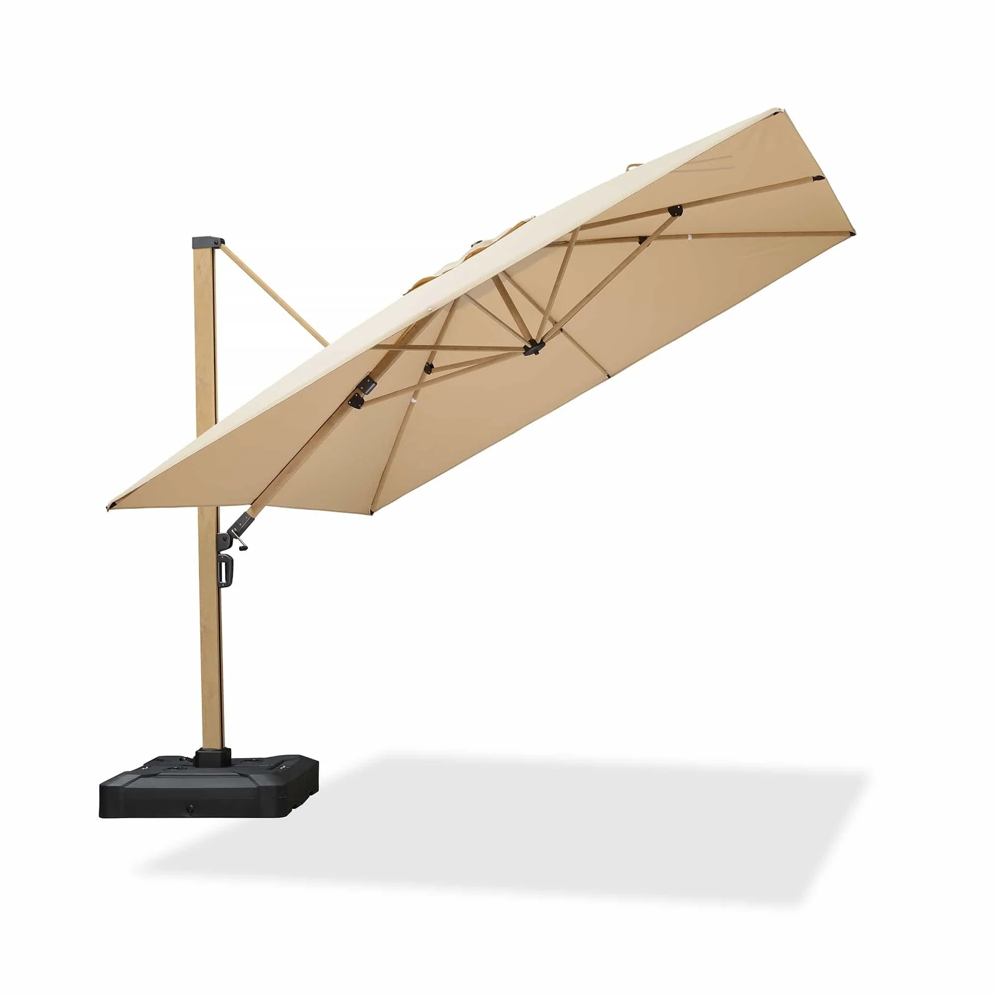 PURPLE LEAF Wood Grain Cantilever Patio Umbrella Aluminum Outdoor Umbrellas - Image 80