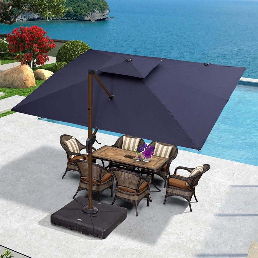 PURPLE LEAF 9 x 12 / 10 x 13 ft Rectangular Patio Umbrella Aluminum Cantilever Umbrella in Wood Color - Image 12