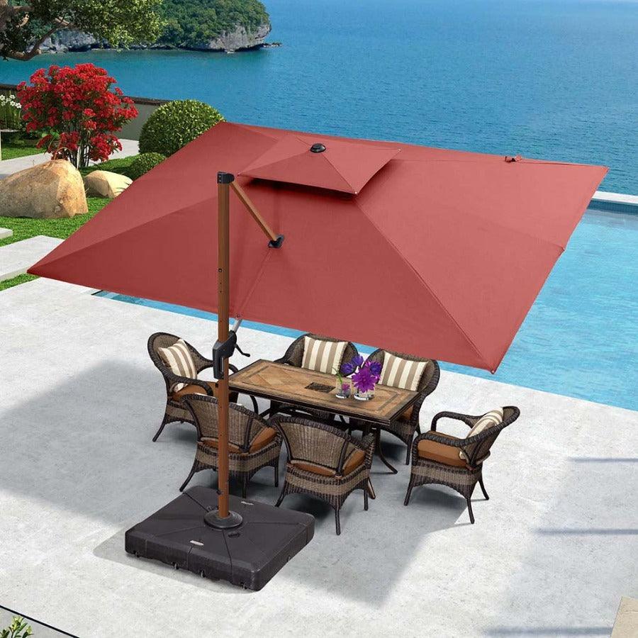 PURPLE LEAF 9 x 12 / 10 x 13 ft Rectangular Patio Umbrella Aluminum Cantilever Umbrella in Wood Color - Image 13