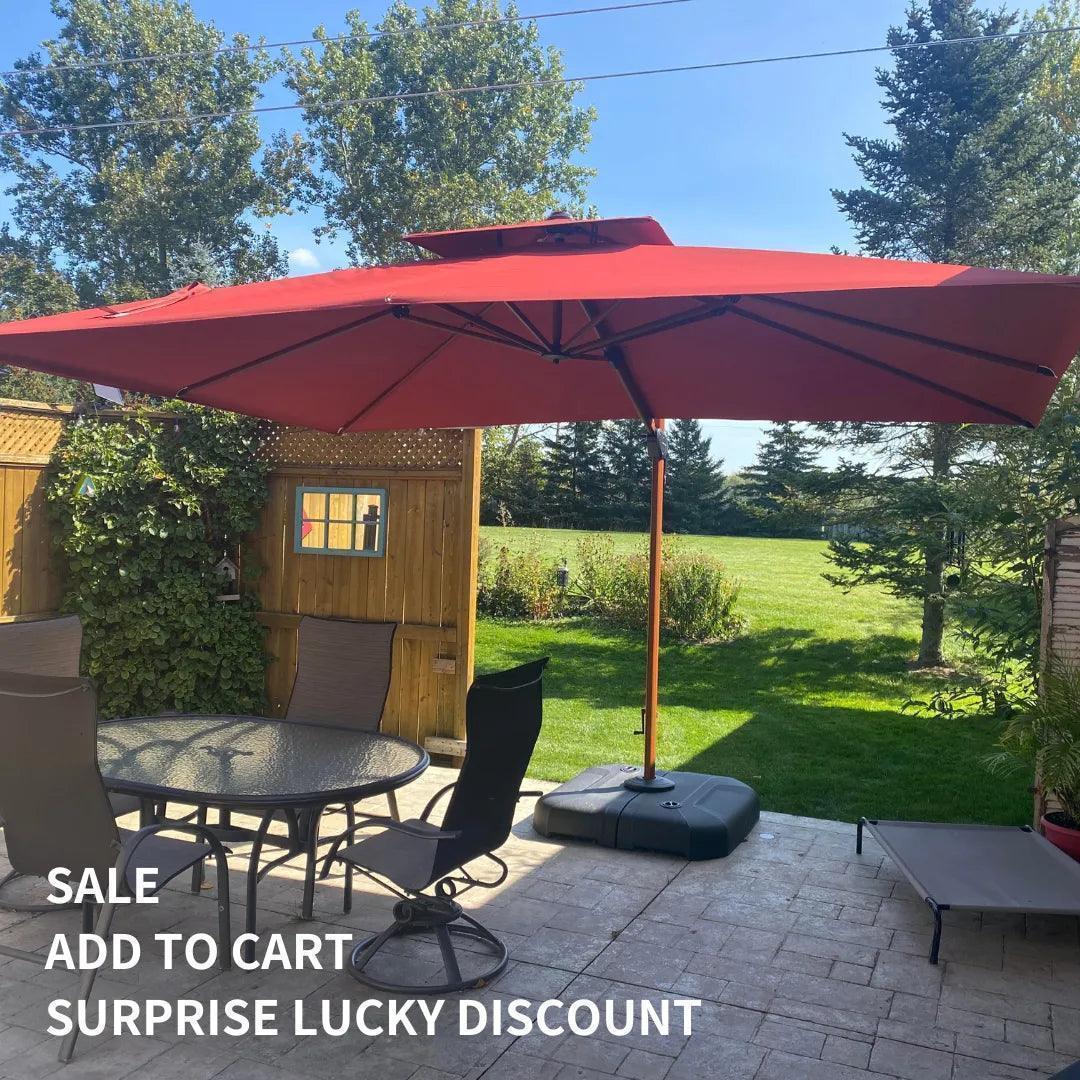 PURPLE LEAF 9 x 12 / 10 x 13 ft Rectangular Patio Umbrella Aluminum Cantilever Umbrella in Wood Color - Image 110