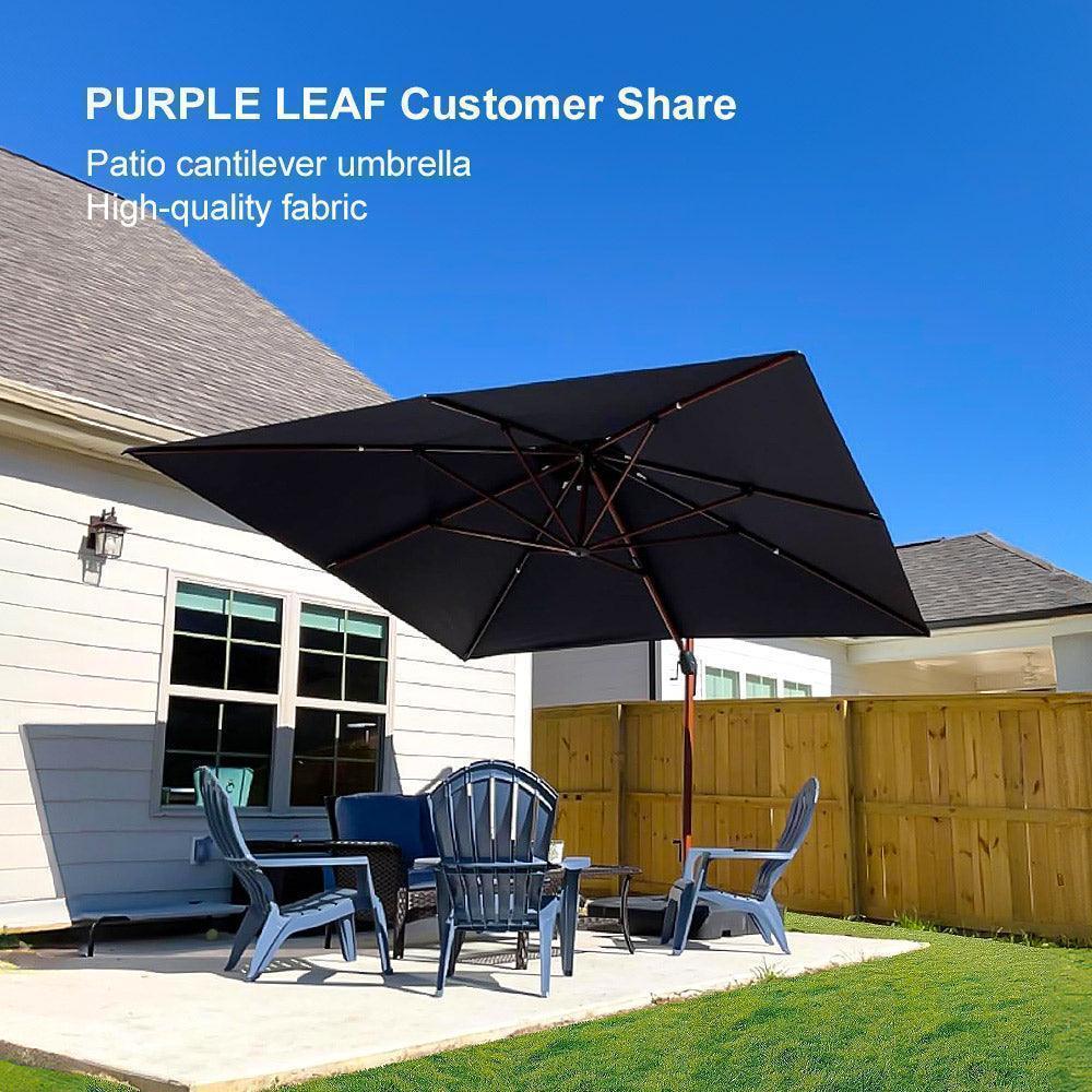 PURPLE LEAF 9 x 12 / 10 x 13 ft Rectangular Patio Umbrella Aluminum Cantilever Umbrella in Wood Color - Image 113
