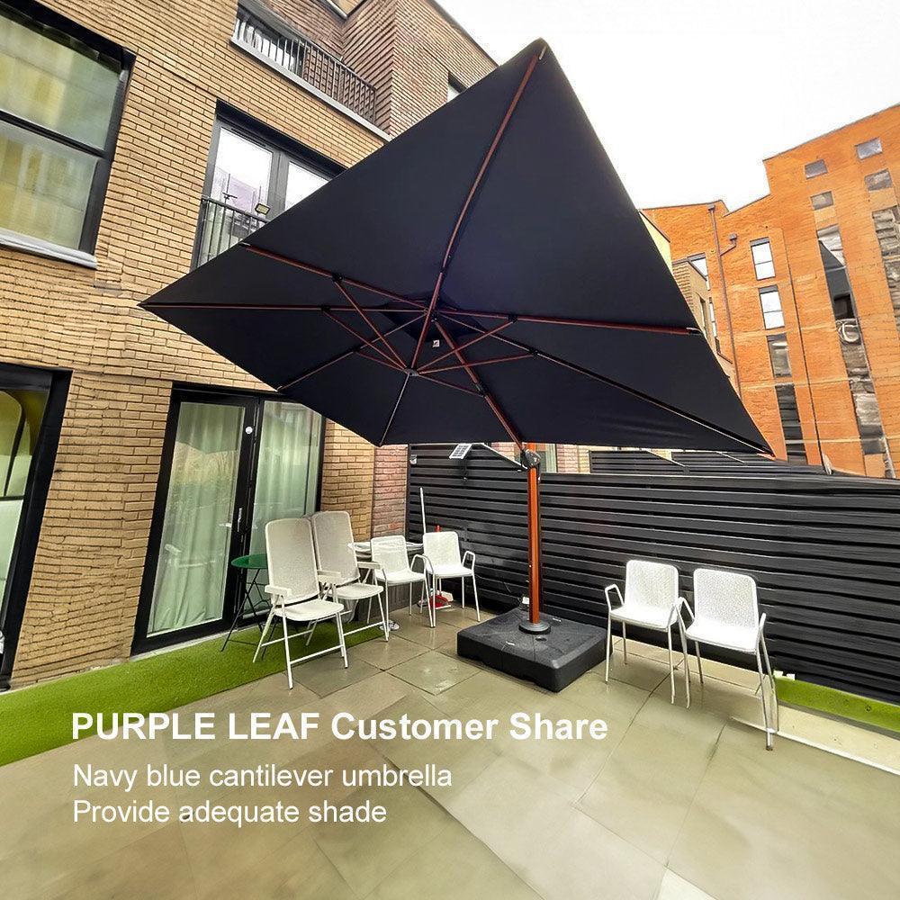PURPLE LEAF 9 x 12 / 10 x 13 ft Rectangular Patio Umbrella Aluminum Cantilever Umbrella in Wood Color - Image 117