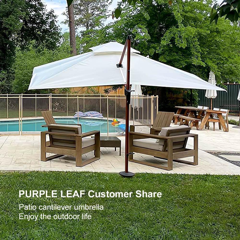 PURPLE LEAF 9 x 12 / 10 x 13 ft Rectangular Patio Umbrella Aluminum Cantilever Umbrella in Wood Color - Image 118