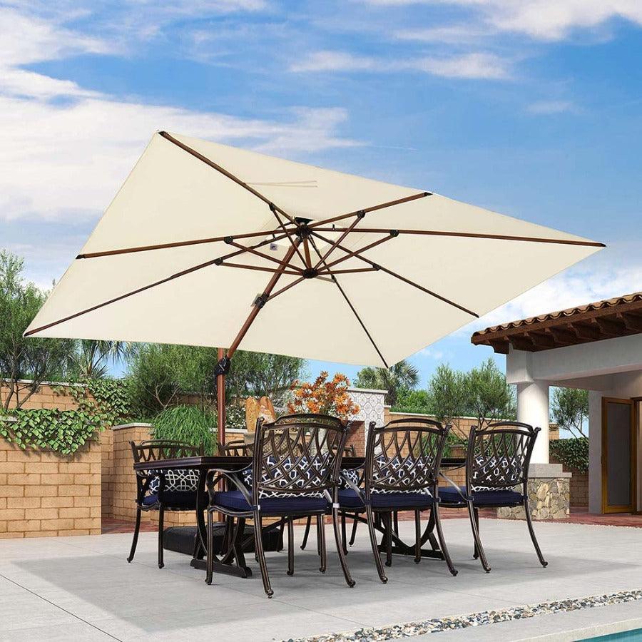 PURPLE LEAF 9 x 12 / 10 x 13 ft Rectangular Patio Umbrella Aluminum Cantilever Umbrella in Wood Color - Image 14