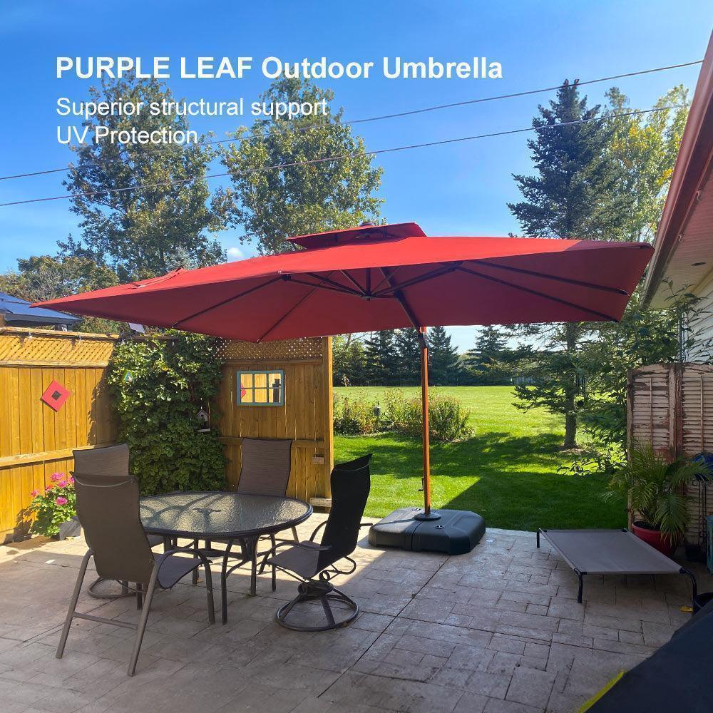 PURPLE LEAF 9 x 12 / 10 x 13 ft Rectangular Patio Umbrella Aluminum Cantilever Umbrella in Wood Color - Image 124
