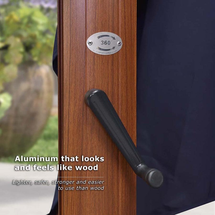 PURPLE LEAF 9 x 12 / 10 x 13 ft Rectangular Patio Umbrella Aluminum Cantilever Umbrella in Wood Color - Image 15