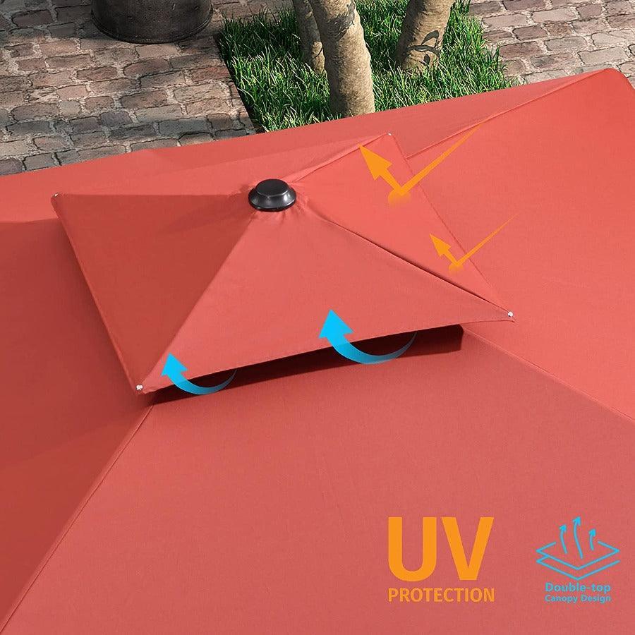 PURPLE LEAF 9 x 12 / 10 x 13 ft Rectangular Patio Umbrella Aluminum Cantilever Umbrella in Wood Color - Image 16