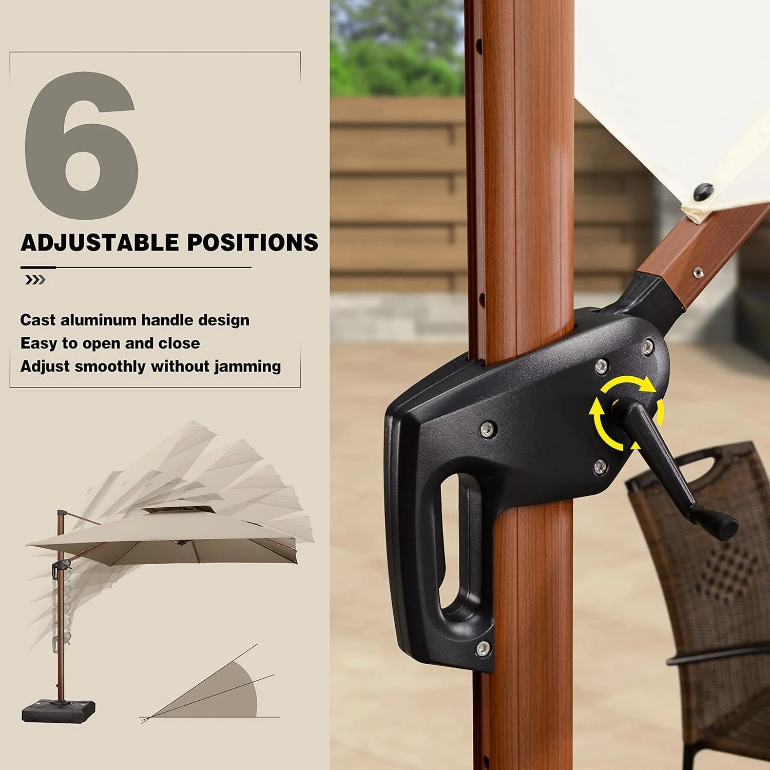 PURPLE LEAF 9 x 12 / 10 x 13 ft Rectangular Patio Umbrella Aluminum Cantilever Umbrella in Wood Color - Image 19