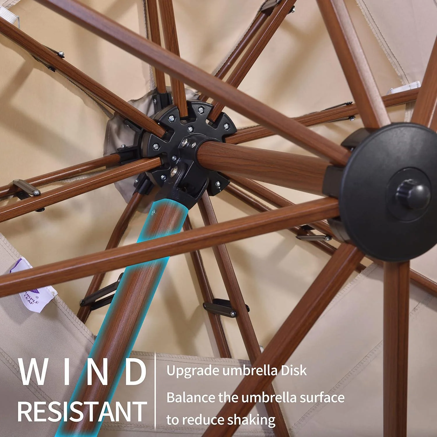 PURPLE LEAF 9 x 12 / 10 x 13 ft Rectangular Patio Umbrella Aluminum Cantilever Umbrella in Wood Color - Image 20