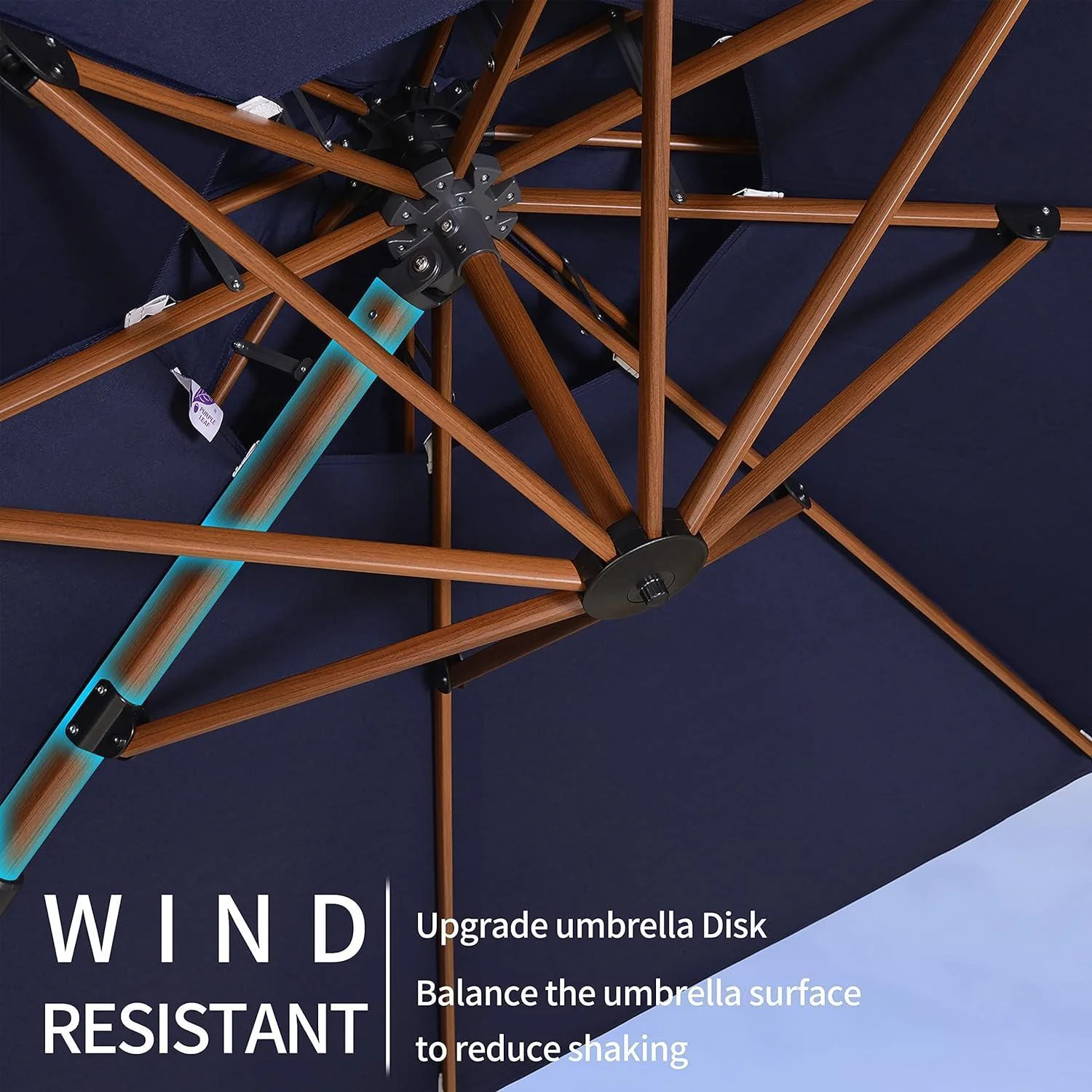 PURPLE LEAF 9 x 12 / 10 x 13 ft Rectangular Patio Umbrella Aluminum Cantilever Umbrella in Wood Color - Image 21