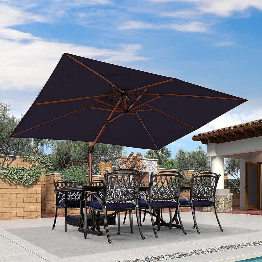 PURPLE LEAF 9 x 12 / 10 x 13 ft Rectangular Patio Umbrella Aluminum Cantilever Umbrella in Wood Color - Image 5