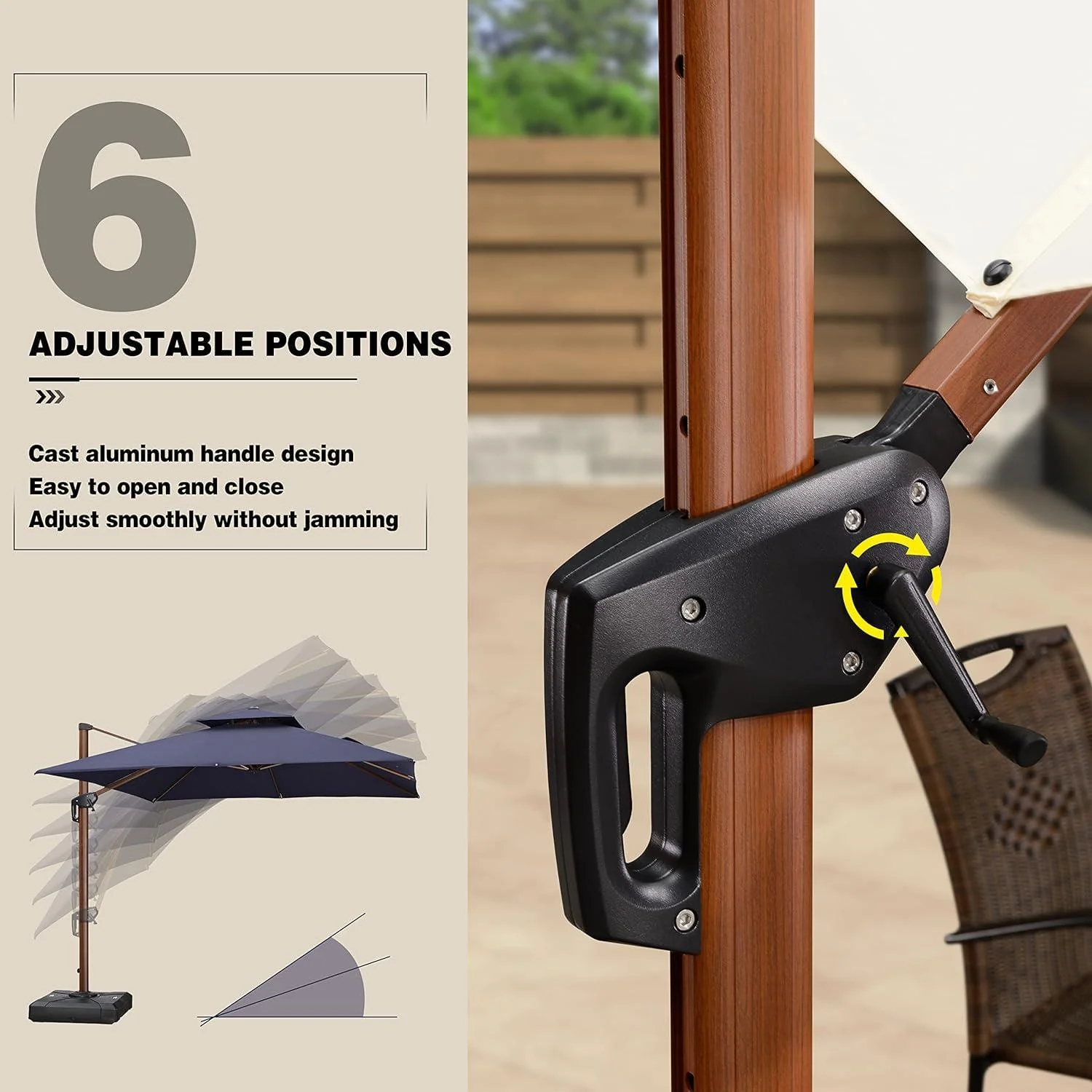 PURPLE LEAF 9 x 12 / 10 x 13 ft Rectangular Patio Umbrella Aluminum Cantilever Umbrella in Wood Color - Image 22