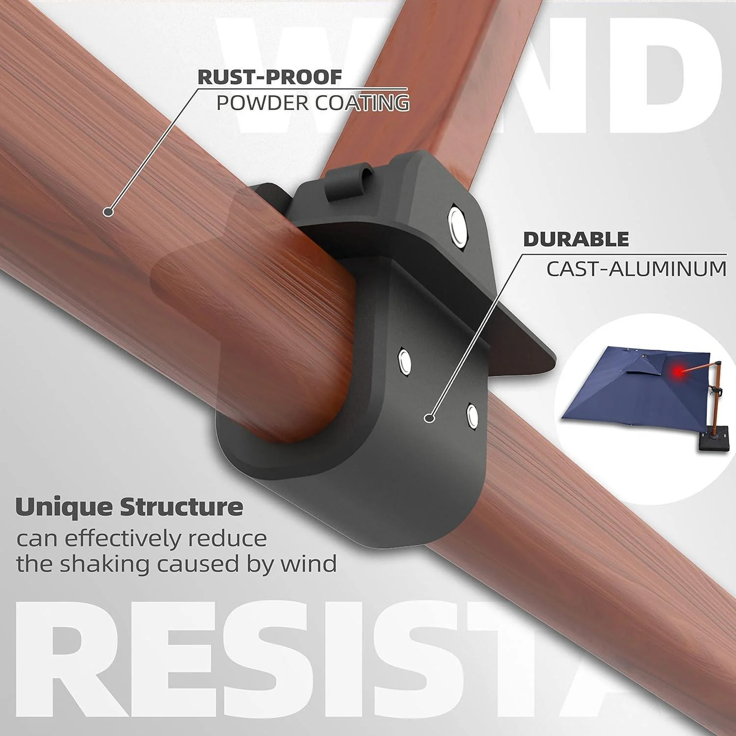 PURPLE LEAF 9 x 12 / 10 x 13 ft Rectangular Patio Umbrella Aluminum Cantilever Umbrella in Wood Color - Image 23